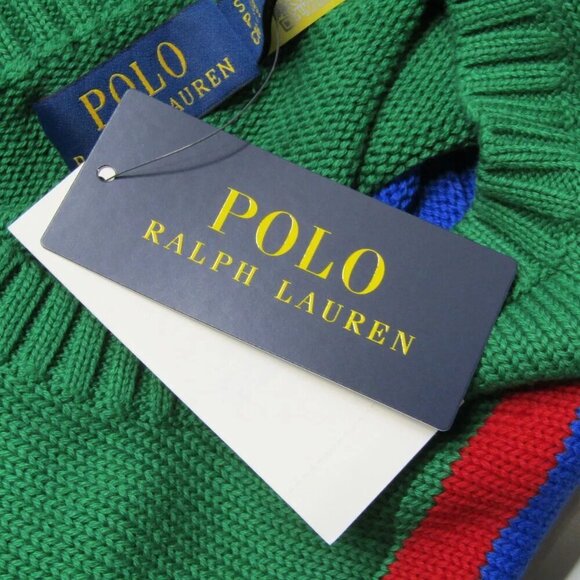 NEW POLO RALPH LAUREN Mens Sweater Green/Multi Striped Cotton Crewneck Size S - Picture 8 of 9